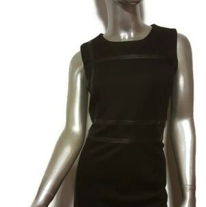 Dana Buchman Black Contrast Leather Trim Dress Size 10